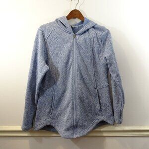 Eddie Bauer Full Zip Hooded Jacket Sweater Size L Blue Heather Cozy
